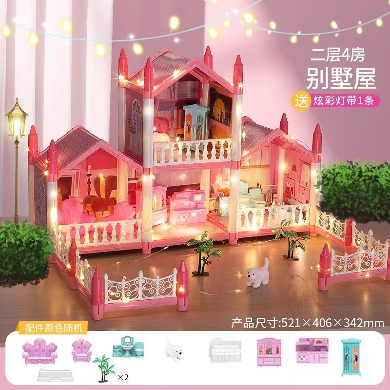 Mô Hình Nhà Búp Bê Đồ Chơi Biệt Thự Lắp Ráp Lâu Đài Công Chúa Màu Hồng Đồ Chơi Bé Gái - Đồ Chơi Cho Bé PUKAPI