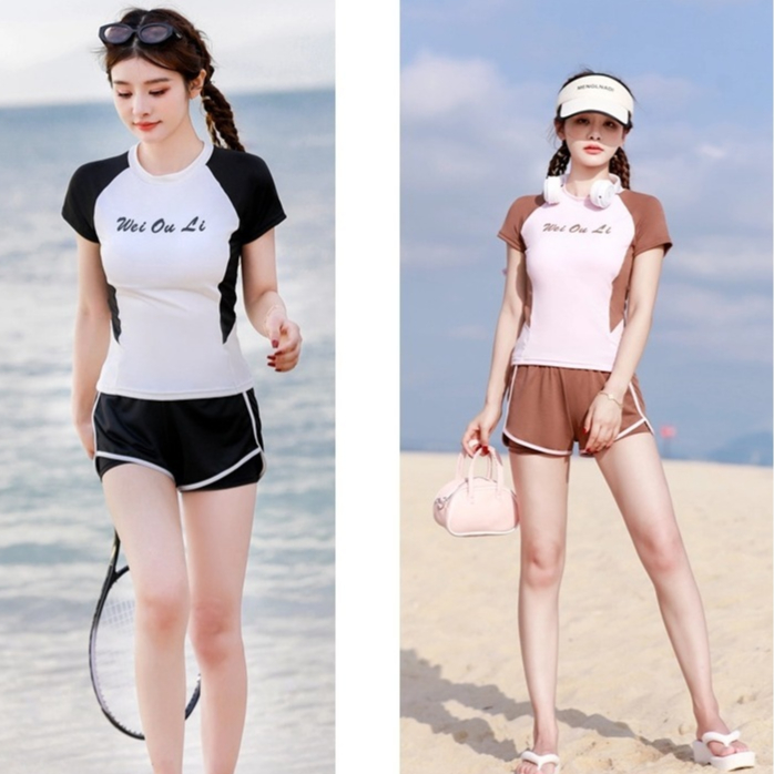 Ảnh Bikini 2 mảnh đồ bơi nữ kín đáo phối màu trẻ trung cá tính quần đùi 2 lớp co giãn thoải mái QC siêu xịn 8131 D3T4 1