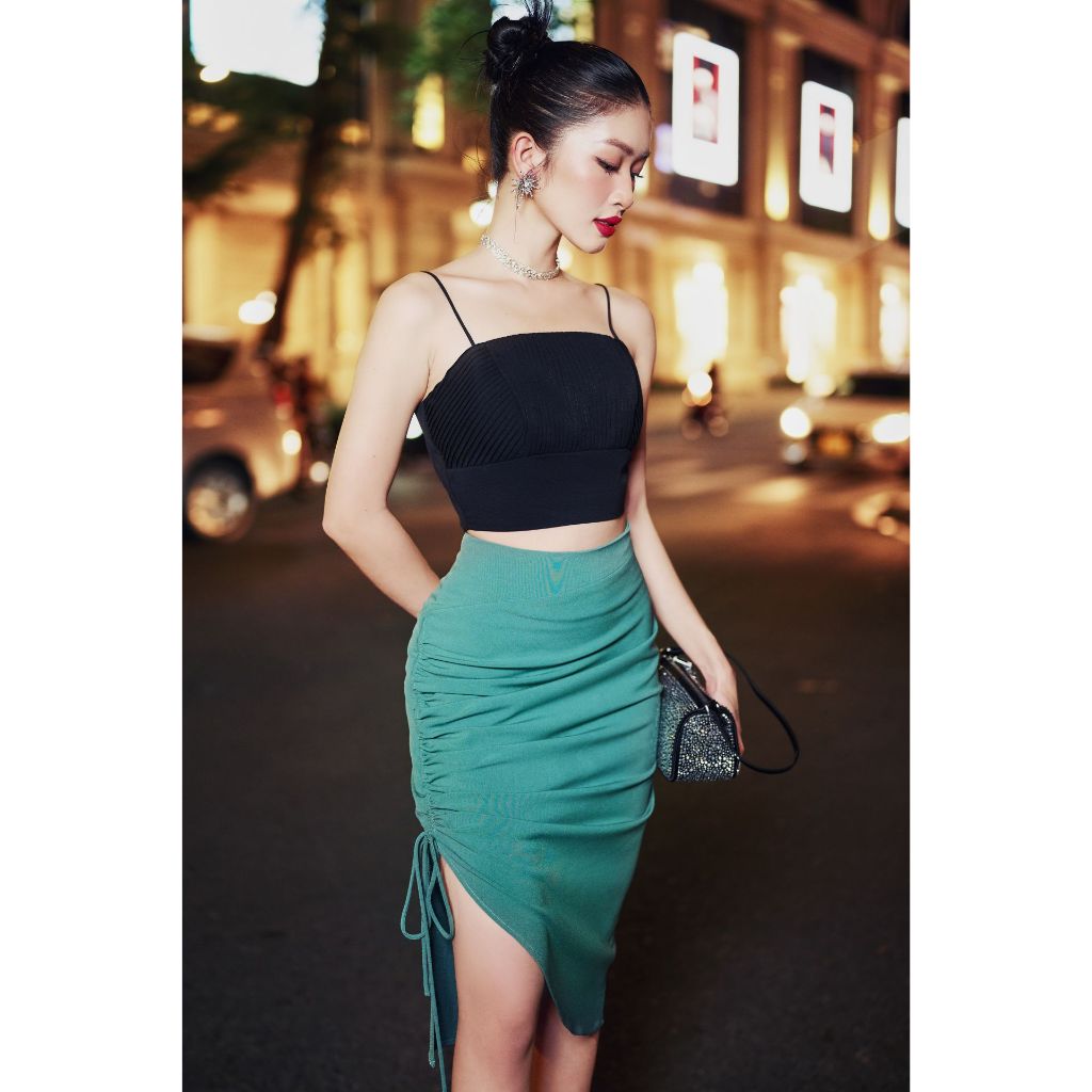Vella Fashion chân váy bút chì rút dây sườn 2 lớp cotton & lụa VV21052
