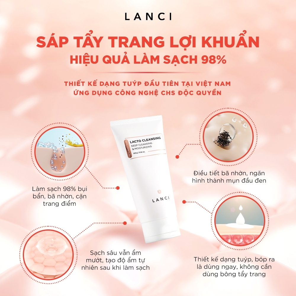 Ảnh Sáp tẩy trang LANCI làm sạch sâu giảm mụn đầu đen, da mịn mướt không khô căng 100g 4