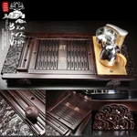 Bàn trà điện thông minh gỗ tự nhiên - Bộ bàn trà điện tử giá rẻ trạm hoa màu cánh gián ấm chén gốm sứ chữ thư pháp — ảnh 5