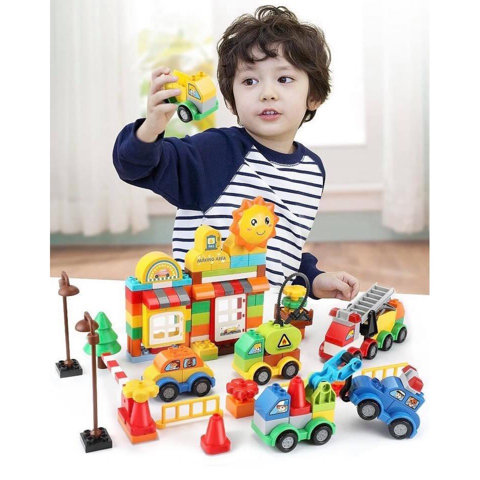 Bộ Lắp Ráp Xếp Hình Dạng Khối Gạch Lắp Ráp Mô Hình Phương Tiện Giao Thông Động Vật Ô Tô Size Lớn- Đồ Chơi Cho Bé PUKAPI