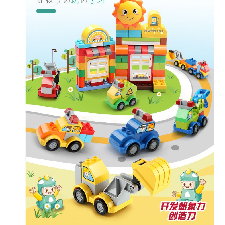 Bộ Lắp Ráp Xếp Hình Dạng Khối Gạch Lắp Ráp Mô Hình Phương Tiện Giao Thông Động Vật Ô Tô Size Lớn- Đồ Chơi Cho Bé PUKAPI
