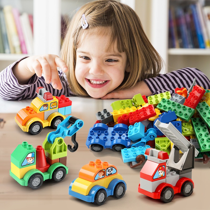 Bộ Lắp Ráp Xếp Hình Dạng Khối Gạch Lắp Ráp Mô Hình Phương Tiện Giao Thông Động Vật Ô Tô Size Lớn- Đồ Chơi Cho Bé PUKAPI