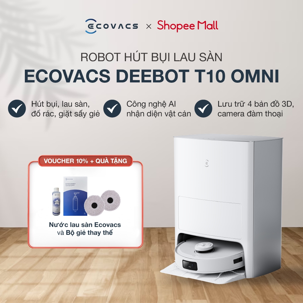 Robot hút bụi lau nhà Ecovacs Deebot T10 OMNI