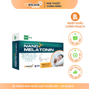 [DATE 12/2026][MUA 1 TẶNG 1] Nano Melatonin Wellcare - Hộp 3 vỉ x 10 viên bổ sung Melatonin hỗ trợ cải thiện giấc ngủ