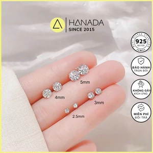 Bông Tai Đá CZ 6A Cao Cấp 2-3-4-5-6MM, Hoa Tai Nụ Đá Nam Nữ HANADA 0397 D6-D8