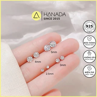 [BẠC 925-BH TRỌN ĐỜI] Bông Tai Đá CZ 6A Cao Cấp 2-3-4-5-6MM Kèm Chuôi Bạc, Hoa Tai Nụ Đá Nam Nữ HANADA 𝐋𝟏 𝟎𝟑𝟗𝟕 D6-D8