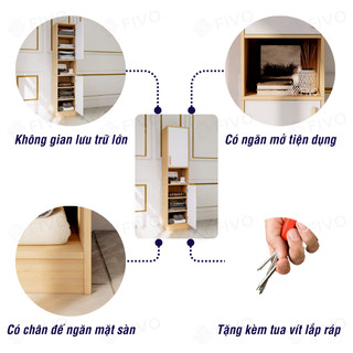 [Freeship HCM] Tủ Áo Gỗ Cá Nhân FIVO FC05, Gỗ Chống Ẩm Cao Cấp, Thiết Kế Tinh Gọn Có Hộc, Phù Hợp Cho Không Gian Nhỏ