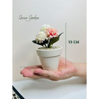 Chậu Hoa Tú Cầu Mini Decor-4 màu sang xịn ( Hoa giả cao cấp , không cần chăm , decor để bàn , phòng ngủ , quà tặng )