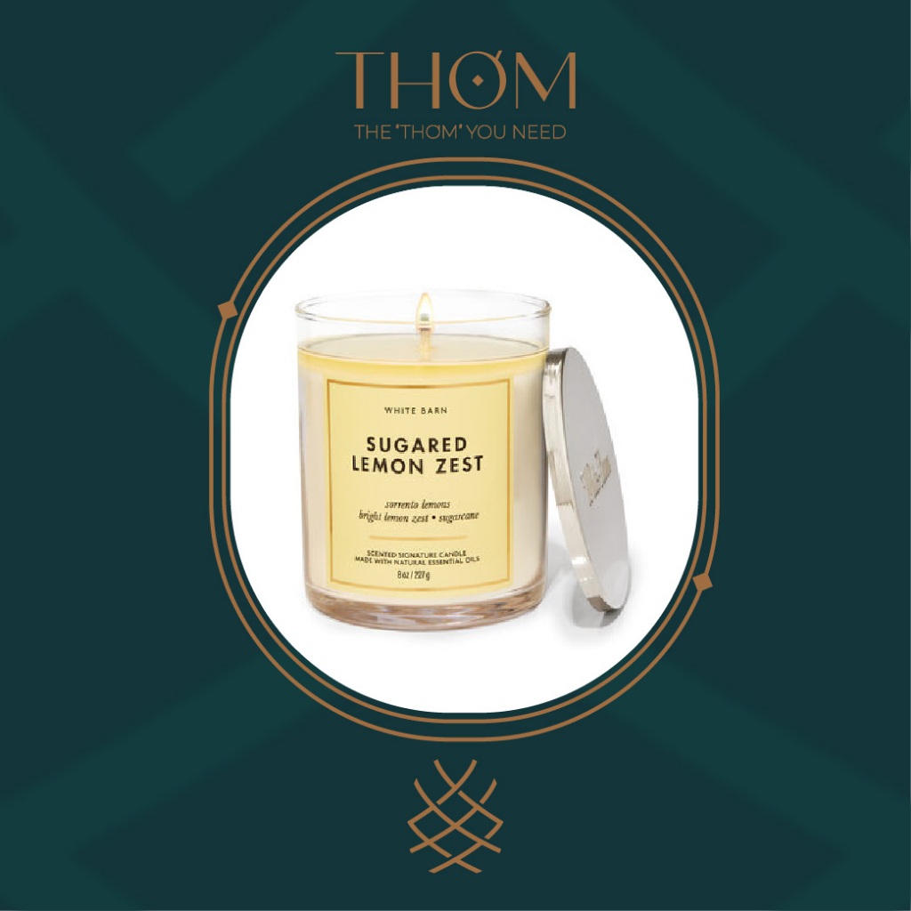 SUGARED LEMON ZEST Nến thơm 1 bấc Bath and Body Works White Barn Single Wick Scented Candles