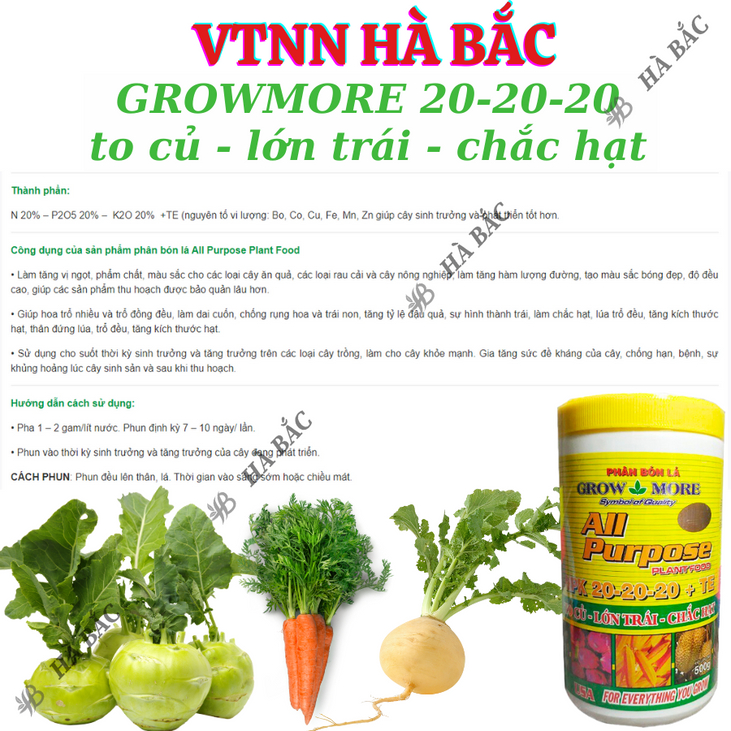 Phân bón lá Growmore (hũ 500gram) tốt cho mọi giai đoạn cây trồng, đủ các chỉ số 30-10-10; 20-20-20; 10-55-10; 6-30-30