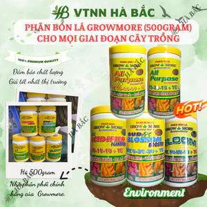 Phân bón lá Growmore (hũ 500gram) tốt cho mọi giai đoạn cây trồng, đủ các chỉ số 30-10-10; 20-20-20; 10-55-10; 6-30-30