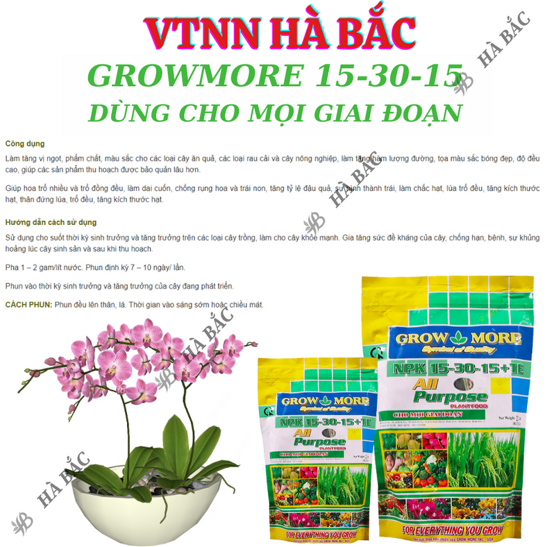 Phân bón lá Growmore (Gói 1KG) tốt cho mọi giai đoạn cây trồng, đủ các chỉ số 30-10-10; 20-20-20; 10-55-10; 6-30-30