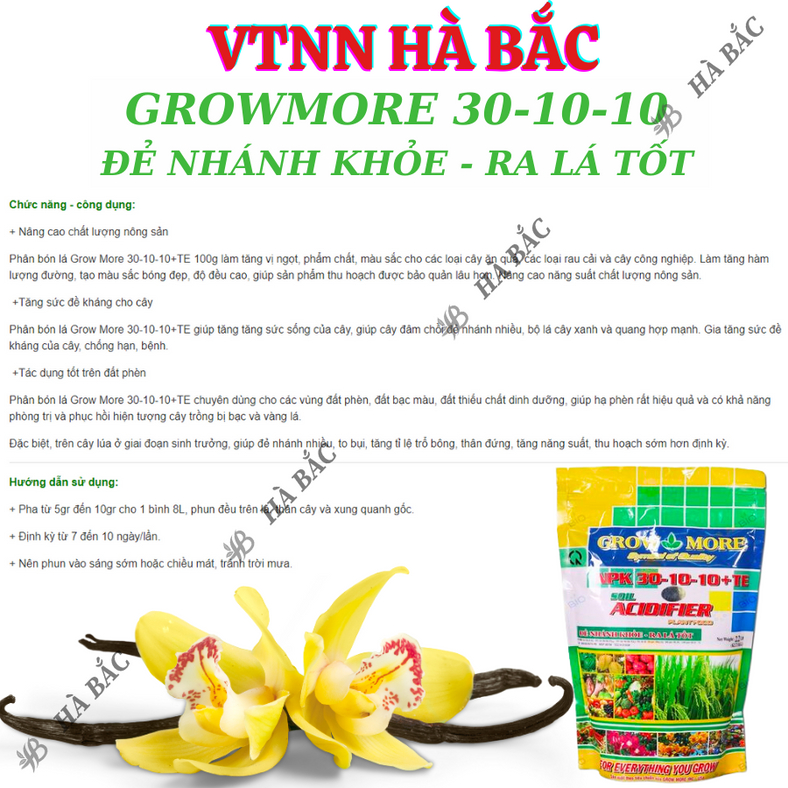 Phân bón lá Growmore (Gói 1KG) tốt cho mọi giai đoạn cây trồng, đủ các chỉ số 30-10-10; 20-20-20; 10-55-10; 6-30-30