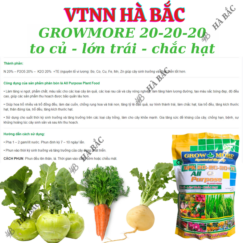 Phân bón lá Growmore (Gói 1KG) tốt cho mọi giai đoạn cây trồng, đủ các chỉ số 30-10-10; 20-20-20; 10-55-10; 6-30-30