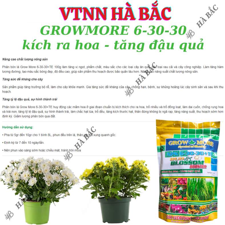 Phân bón lá Growmore (Gói 1KG) tốt cho mọi giai đoạn cây trồng, đủ các chỉ số 30-10-10; 20-20-20; 10-55-10; 6-30-30