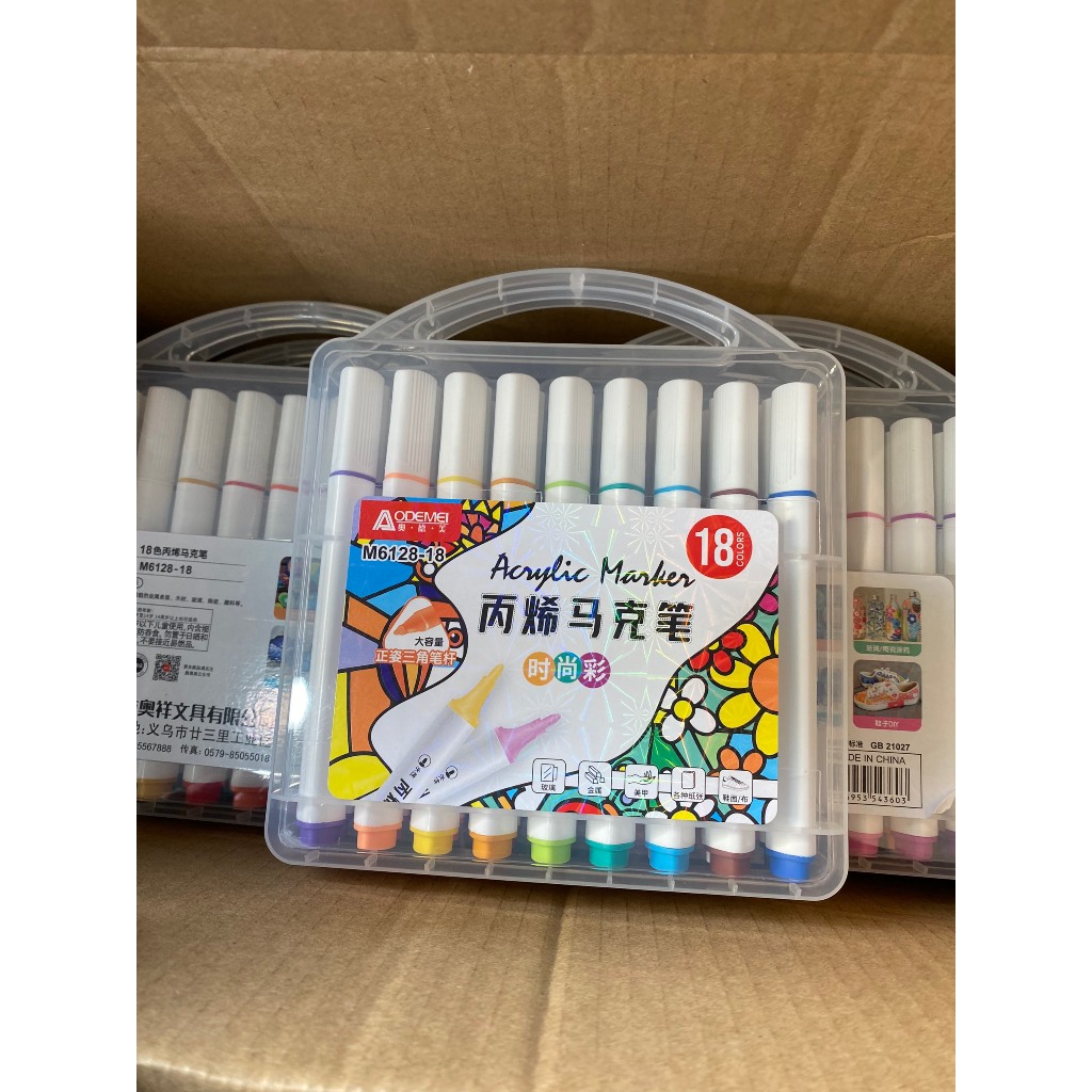 Bộ màu ACRYLIC MARKER  quai sách vẽ trên mọi chất liệu 12/18/24/36/48/60màu