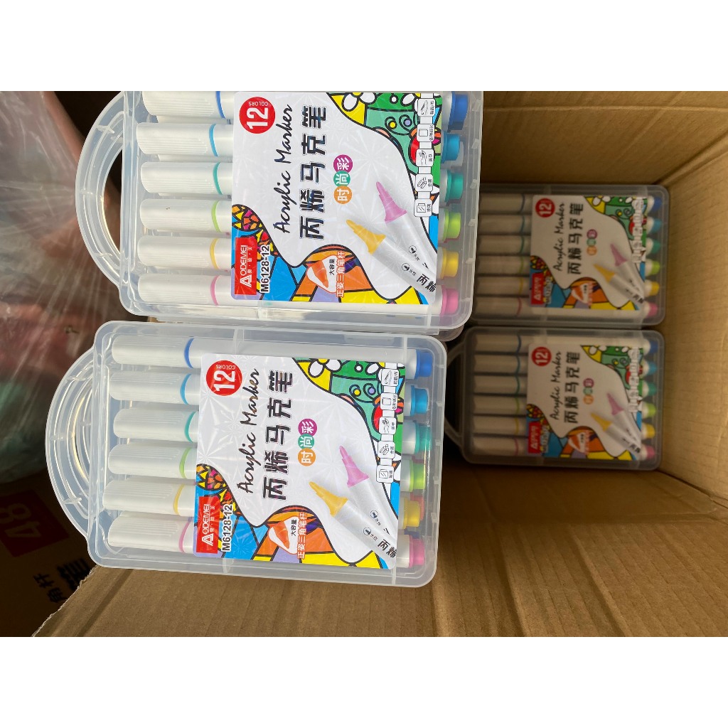 Bộ màu ACRYLIC MARKER  quai sách vẽ trên mọi chất liệu 12/18/24/36/48/60màu
