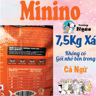 Thức Ăn Hạt Minino Vị Cá Ngừ Túi Lớn 7.5kg Dành Cho Mèo Mọi Lứa Tuổi (Bao Xá Tiết Kiệm)