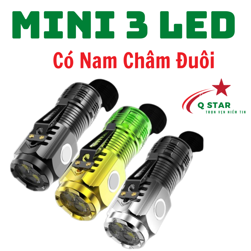 Đèn Pin Mini 3 Led Thiết Kế Nhựa ABS Với 5 Chế Độ Sáng Có Móc Cài Tích ...