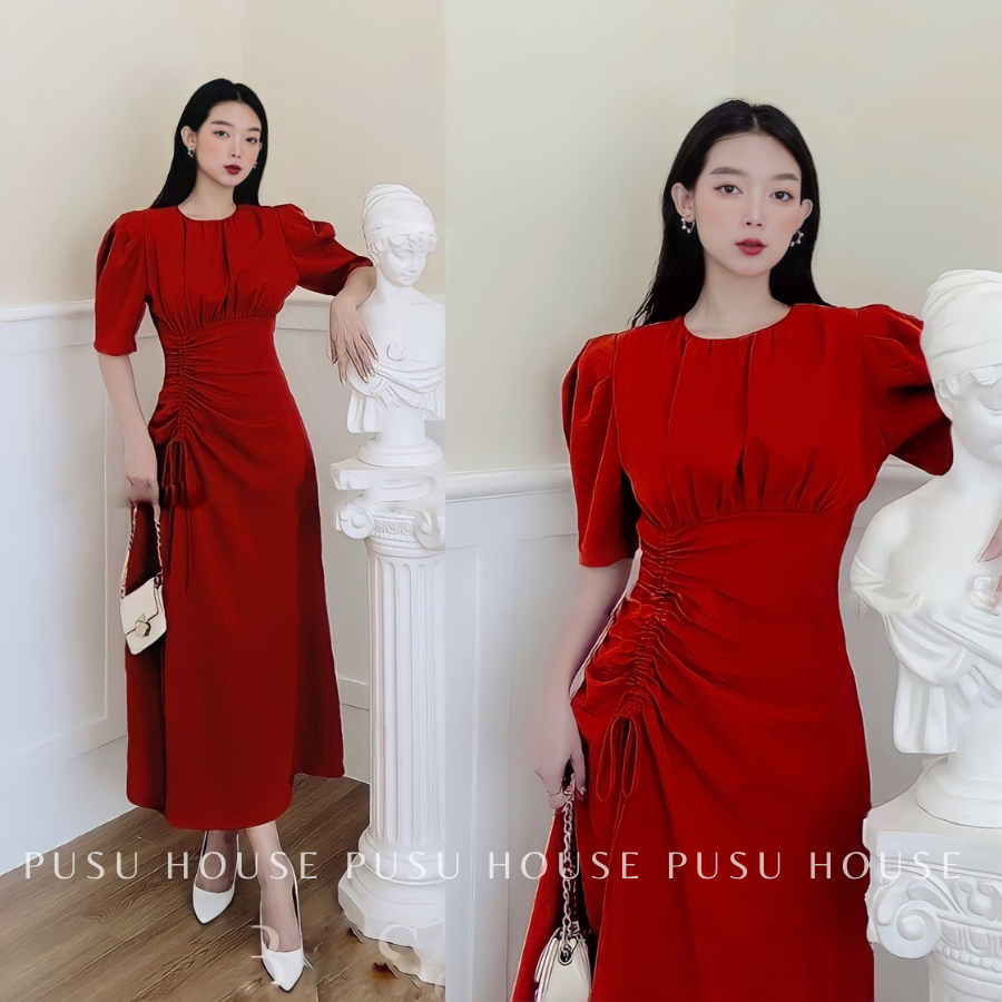 [ HÌNH CHỤP THẬT 100%]Váy Dự Tiệc Dạo Phố Rút Dây Nhún Eo công sở dạo phố