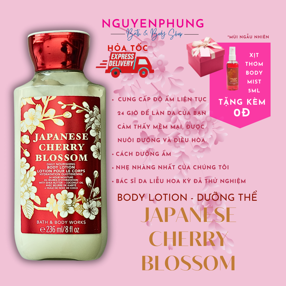 Sữa Dưỡng Thể Body Lotion Japanese Cherry Blossom (JBC) 236ml - Bath ...