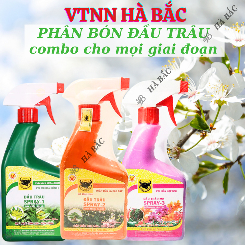 Phân bón lá Đầu trâu dạng phun Spray 1, Spray 2, Spray 3 (Bình 500ml), dùng được cho mọi giai đoạn của cây, hoa kiểng