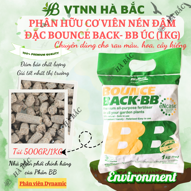 Phân Hữu Cơ viên nén đậm đặc Bounce Back- BB Úc (500gr/1kg), dùng cho cây kiểng, hoa lan, bonsai và các loại cây trồng