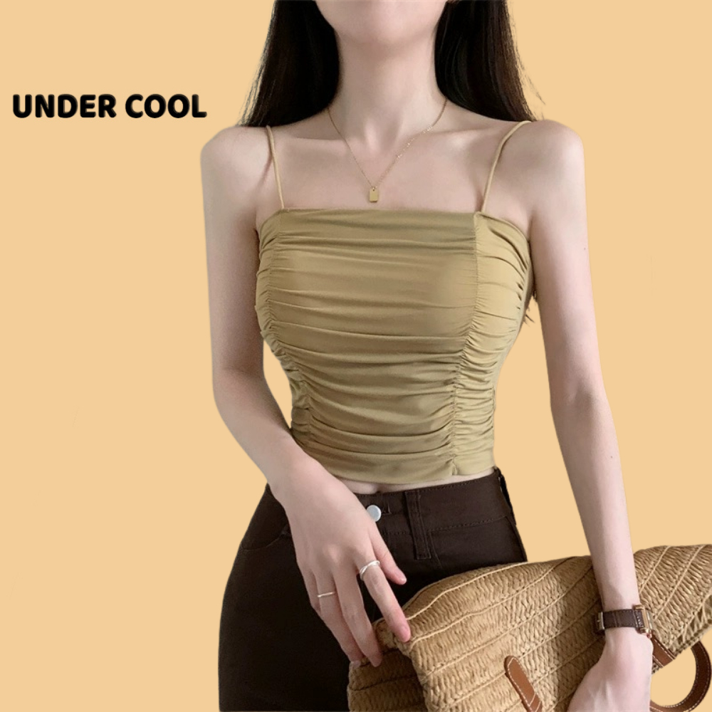 Áo Bra 2 Dây Nữ Su Lụa Nhún UNDERCOOL Mịn Mát Kèm Đệm Ngực Nhiều Màu AB11