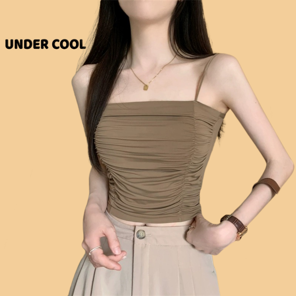 Áo Bra 2 Dây Nữ Su Lụa Nhún UNDERCOOL Mịn Mát Kèm Đệm Ngực Nhiều Màu AB11
