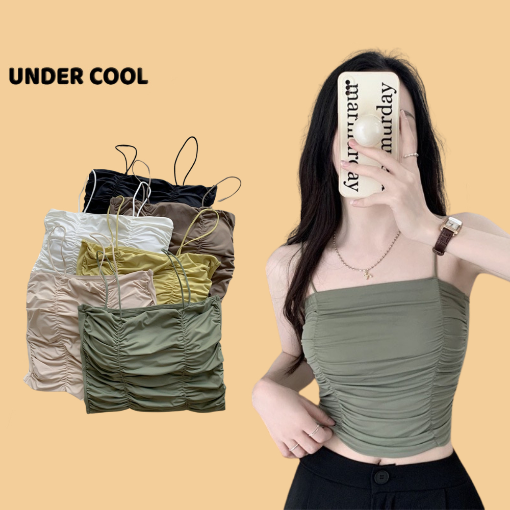 Áo Bra 2 Dây Nữ Su Lụa Nhún UNDERCOOL Mịn Mát Kèm Đệm Ngực Nhiều Màu AB11