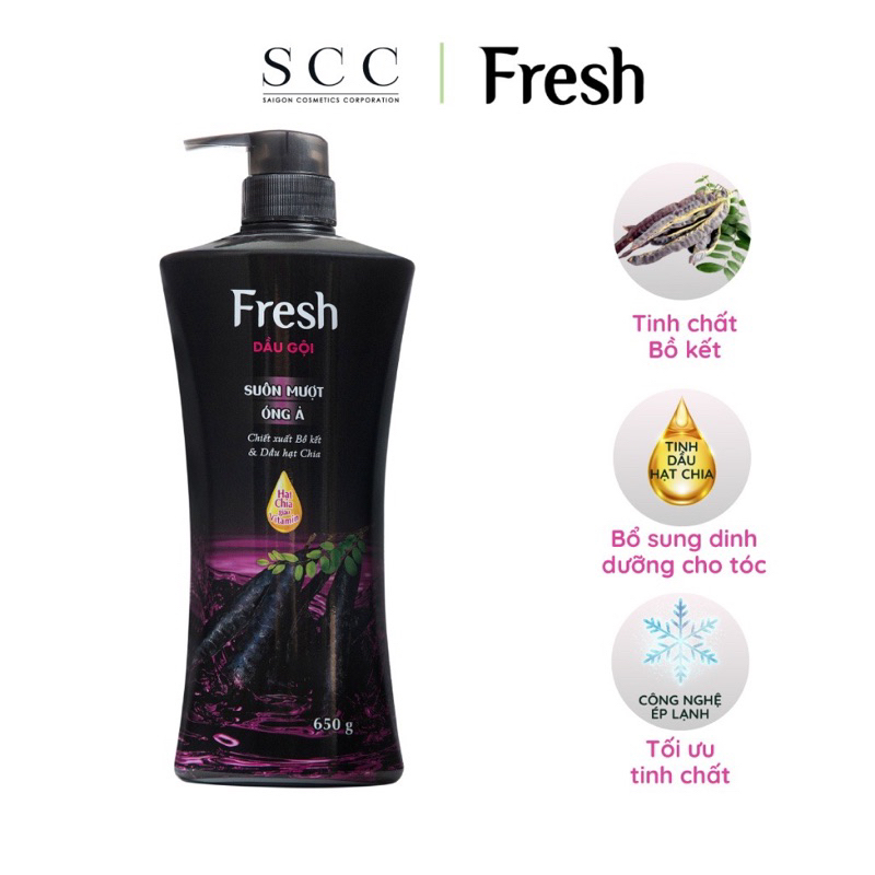 Dầu Gội Fresh Bồ Kết Suôn Mượt Tóc , dầu gôi tinh dầu bưởi giảm gãy rụng 650g