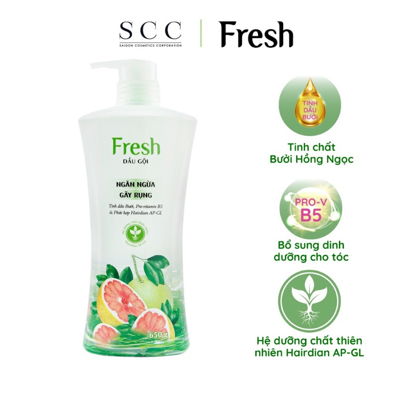 Dầu Gội Fresh Bồ Kết Suôn Mượt Tóc , dầu gôi tinh dầu bưởi giảm gãy rụng 650g