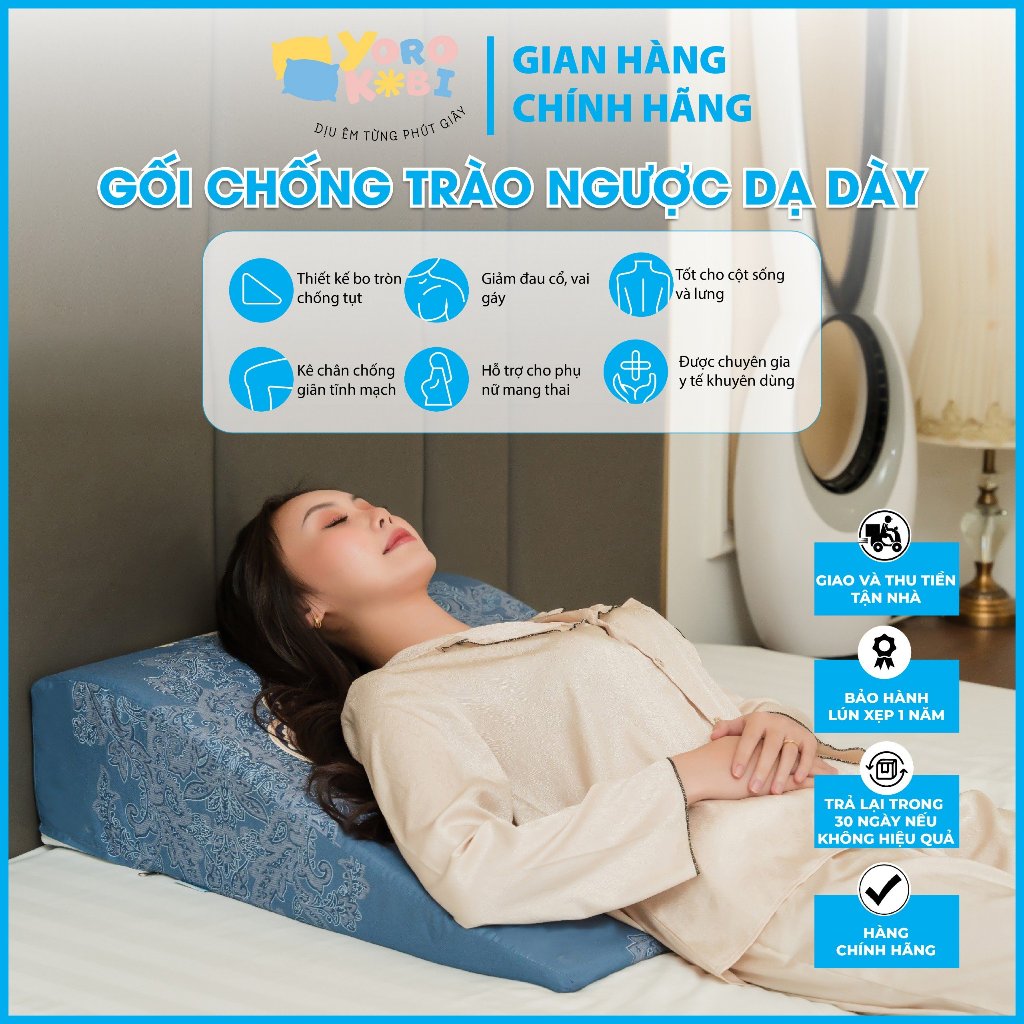 Gối Chống Trào Ngược Dạ Dày Người Lớn Yorokobi Chính Hãng (Duy nhất bo tròn chống trượt)