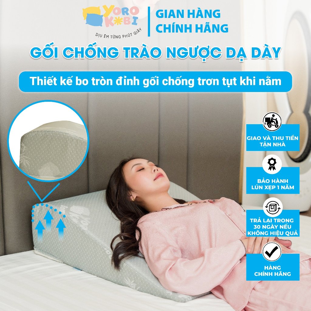 Gối Chống Trào Ngược Dạ Dày Người Lớn Yorokobi Chính Hãng (Duy nhất bo tròn chống trượt)