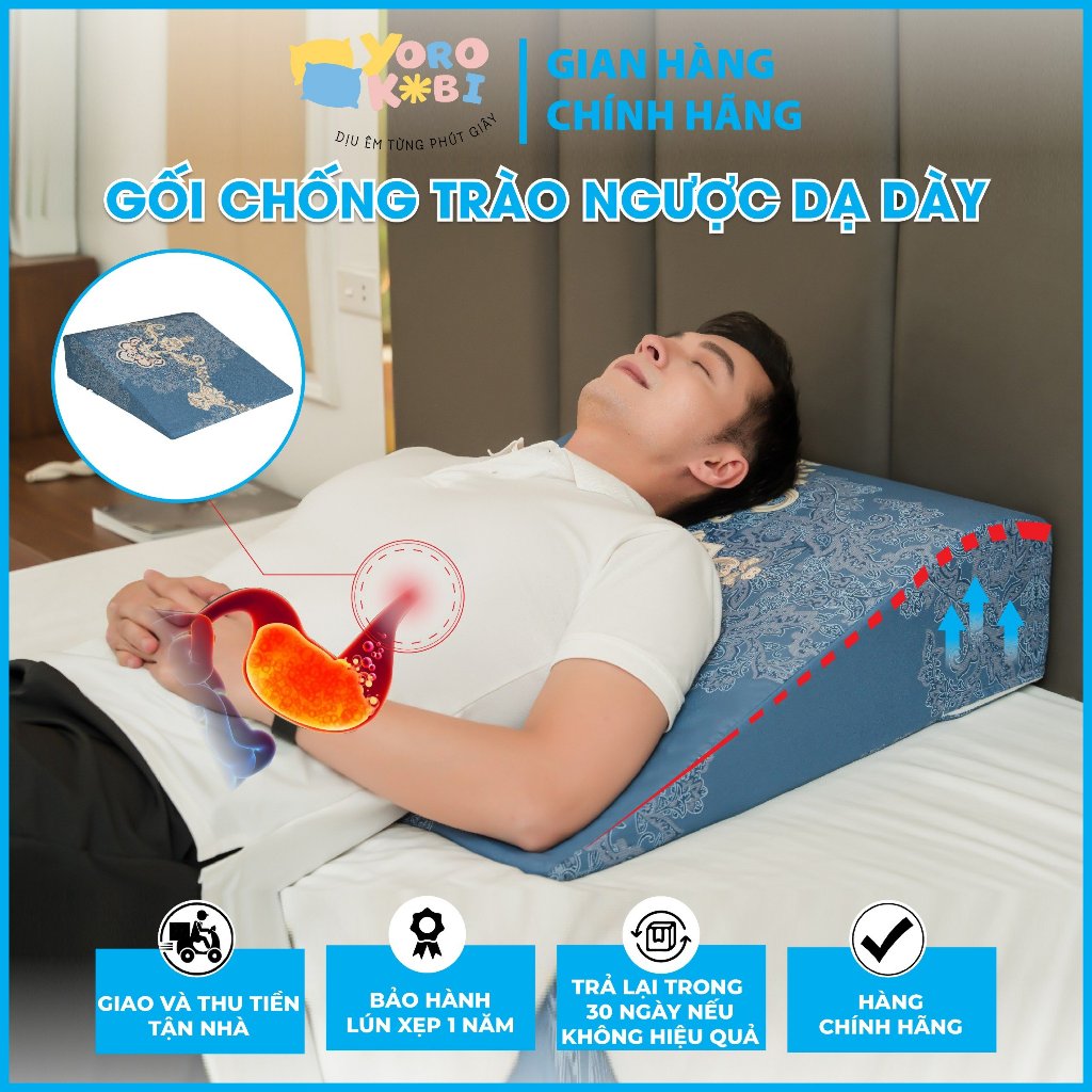 Gối Chống Trào Ngược Dạ Dày Người Lớn Yorokobi Chính Hãng (Duy nhất bo tròn chống trượt)