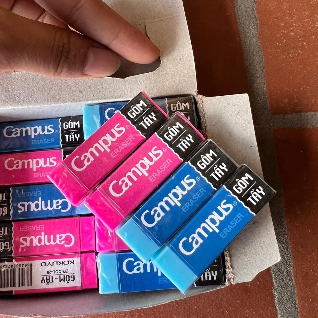 Combo 5 Tẩy Campus Màu Sắc - Hồng/ Xanh Dương