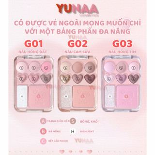 [Y096] Bảng Phấn Mắt TRÁI TIM GOGO TALES 3 trong 1 - Phấn Mắt, Má Hồng, Highlight