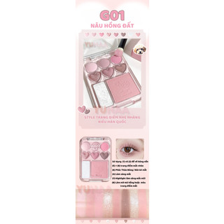 [Y096] Bảng Phấn Mắt TRÁI TIM GOGO TALES 3 trong 1 - Phấn Mắt, Má Hồng, Highlight