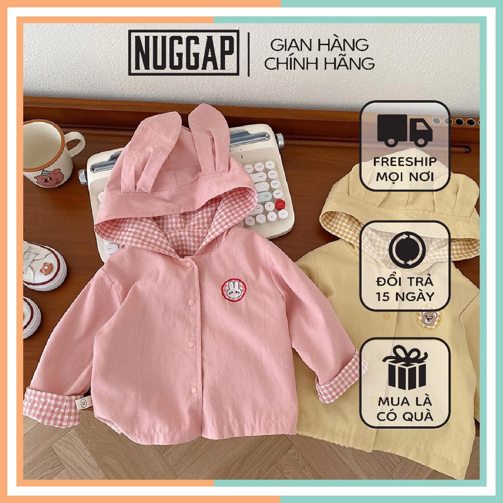 Áo khoác chống nắng cho bé gái, áo khoác kaki 2 mặt cho bé gái Rabbit NUGGAP