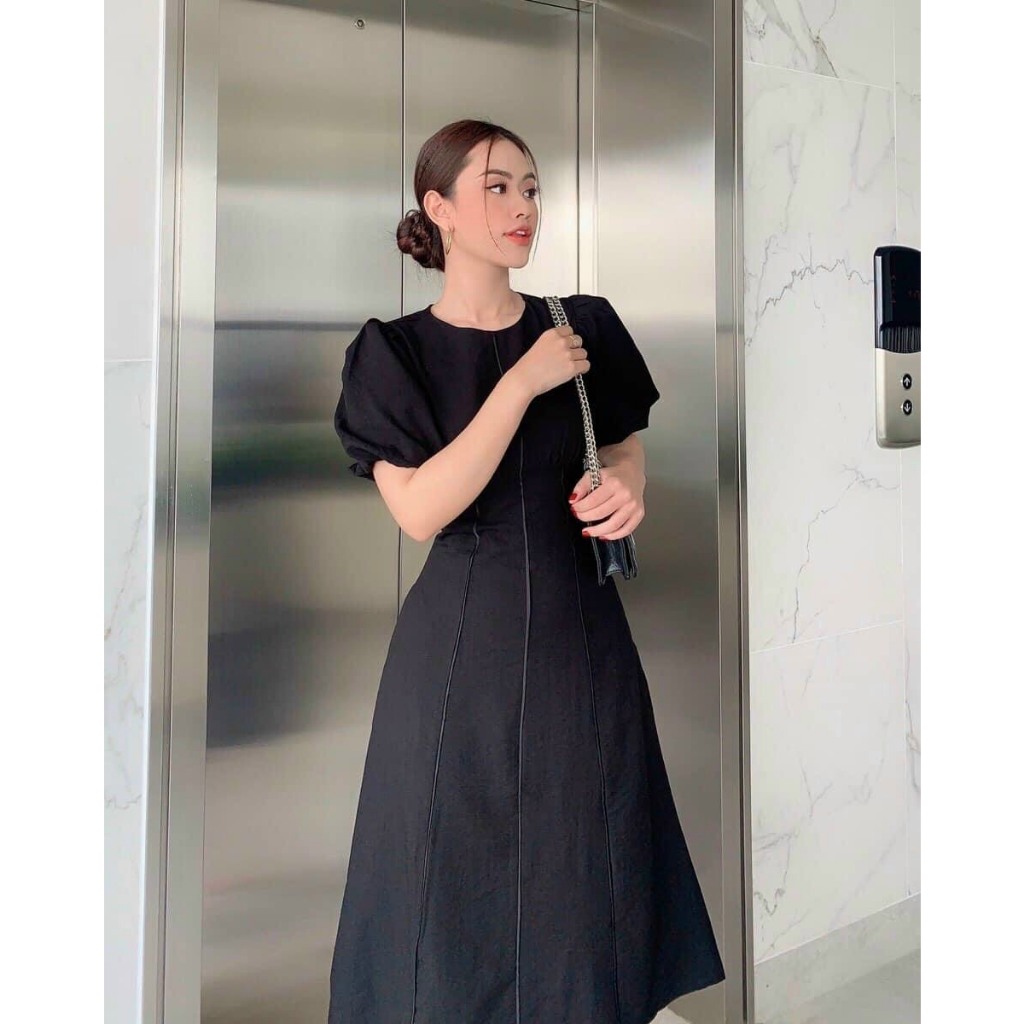 [ HÌNH CHỤP THẬT 100%]ĐẦM DẠO PHỐ CÔNG SỞ DỰ TIỆC TAY BỒNG VIỀN SỌC NHIỀU MÀU CC