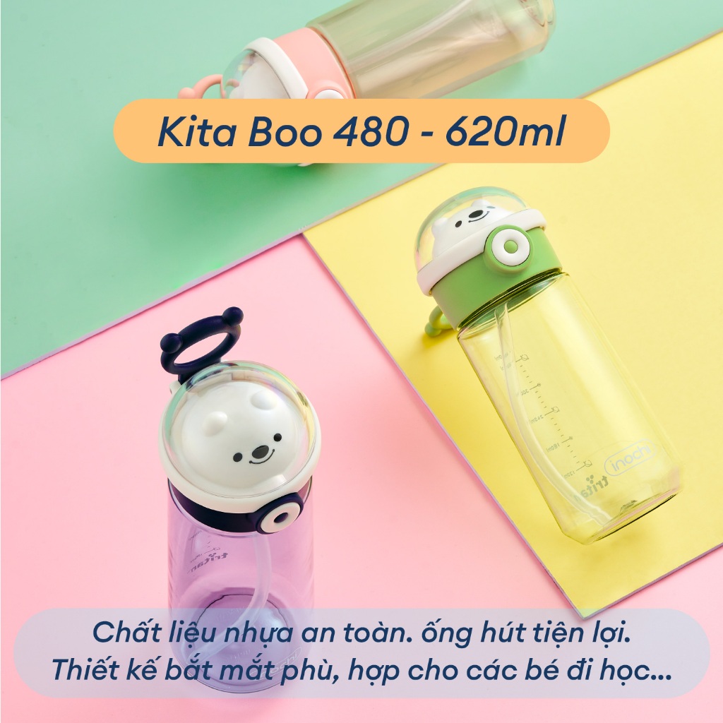 Bình Nước Inochi: Nhựa Tritan An Toàn, Chống Tràn, Dung Tích 480ml-1500ml, Kiểu Dáng Đẹp