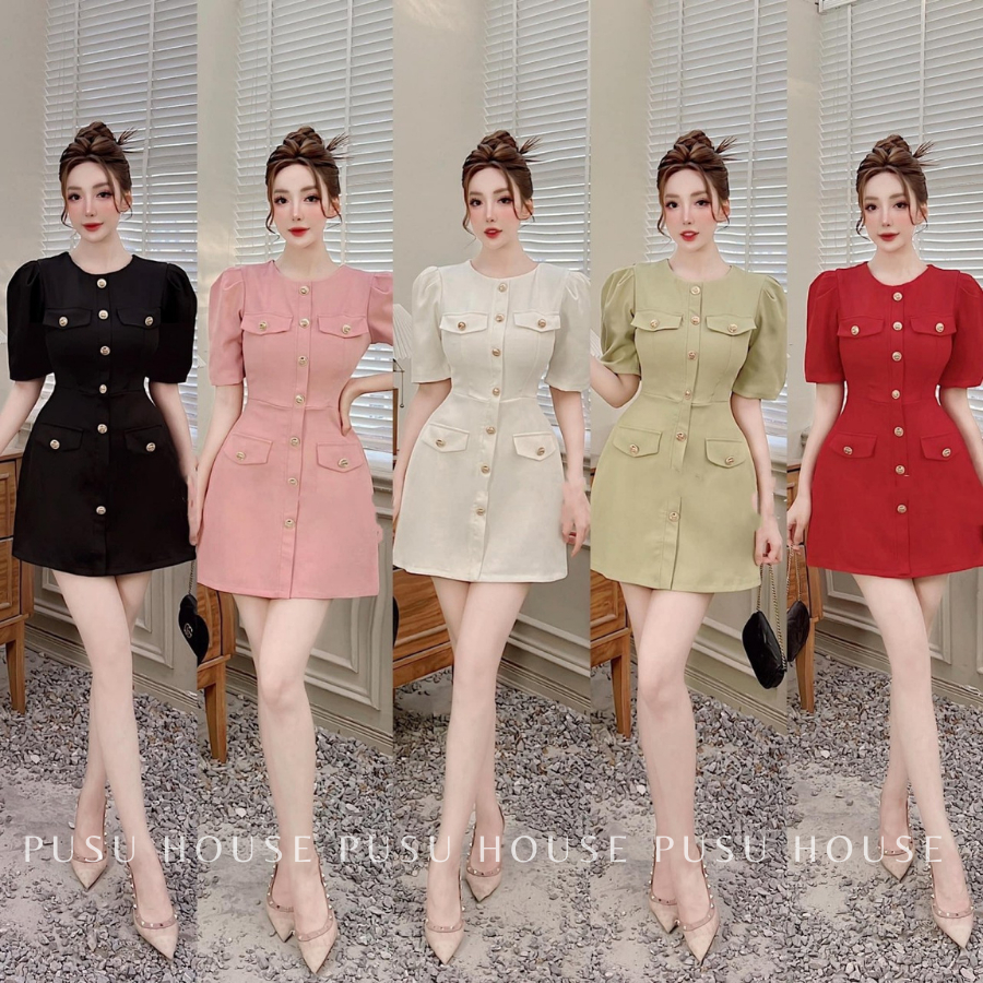 [ HÌNH CHỤP THẬT 100%]ĐẦM FORM A PHỐI NÚT TIỂU THƯ DẠO PHỐ CÔNG SỞ DỰ TIỆC NHIỀU MÀU CAO CẤP