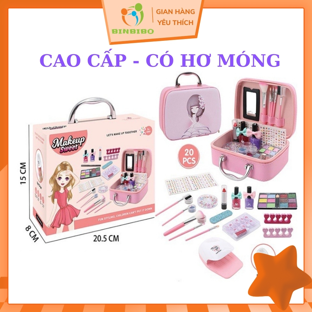 Bộ trang điểm cho bé gái đồ chơi makeup có hơ móng cao cấp