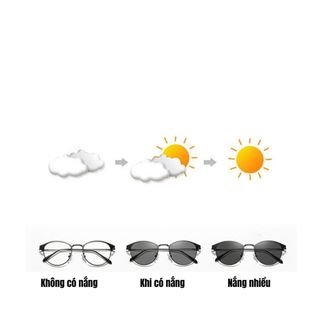 Kính đổi màu nửa gọng cao cấp chống ánh sáng xanh và tia UV, Mắt kính thời trang nam nữ Styley K028