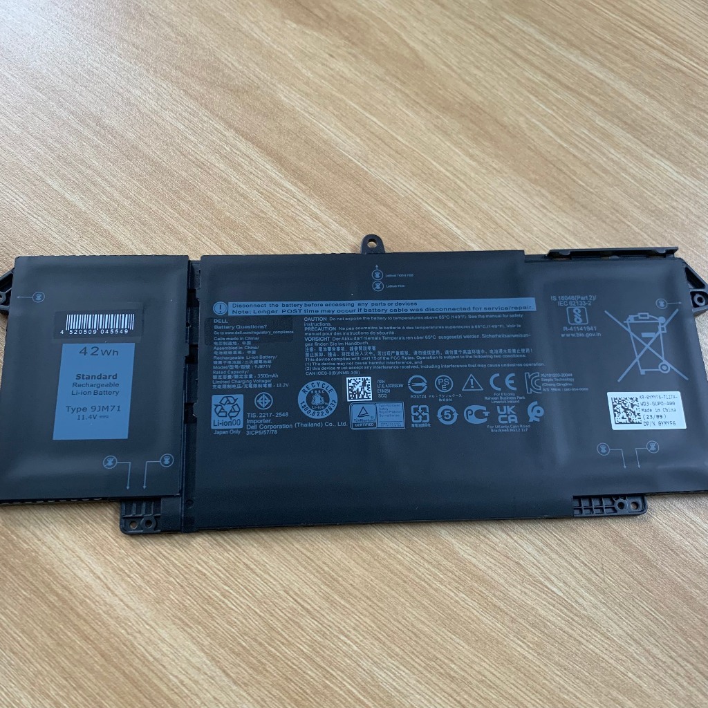 PIN DELL LATITUDE 7420 9JM71 7FMXV 42WH 63WH CHO Dell Latitude 5320 7320 7420 7520, 9JM71 7FMXV