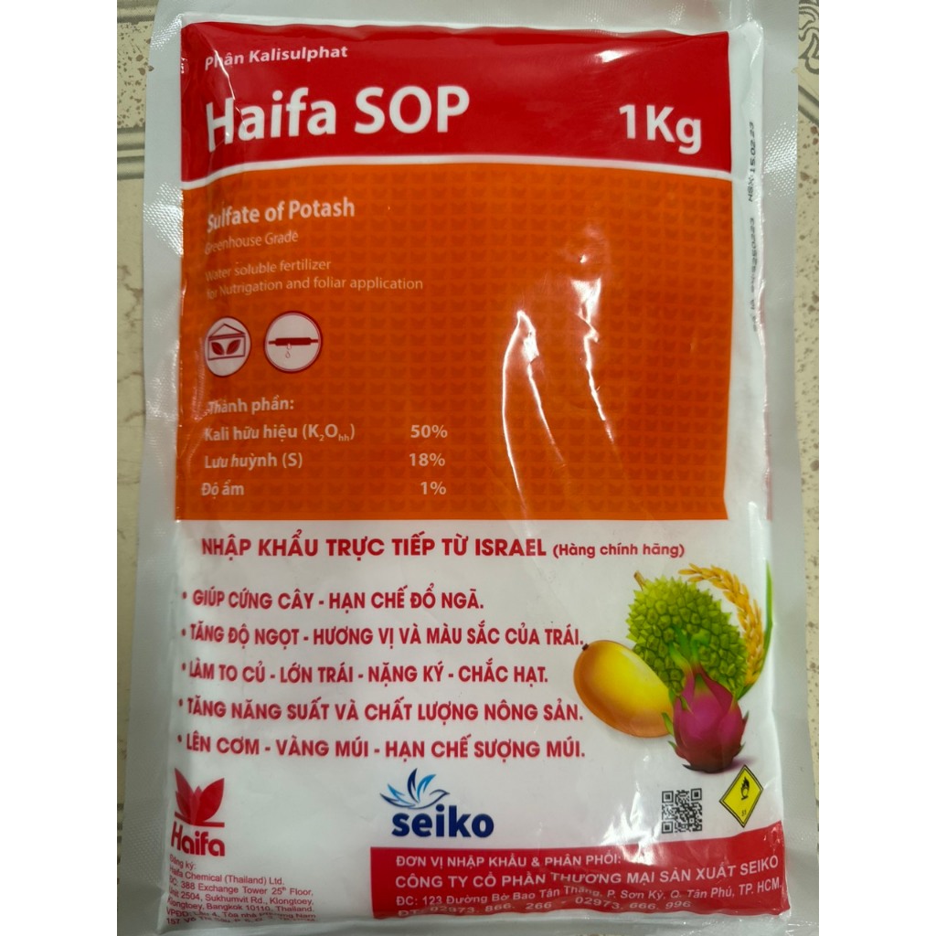 Phân bón Haifa SOP Kali Sulfat (K2SO4) 0-0-50+ 18S (1KG)