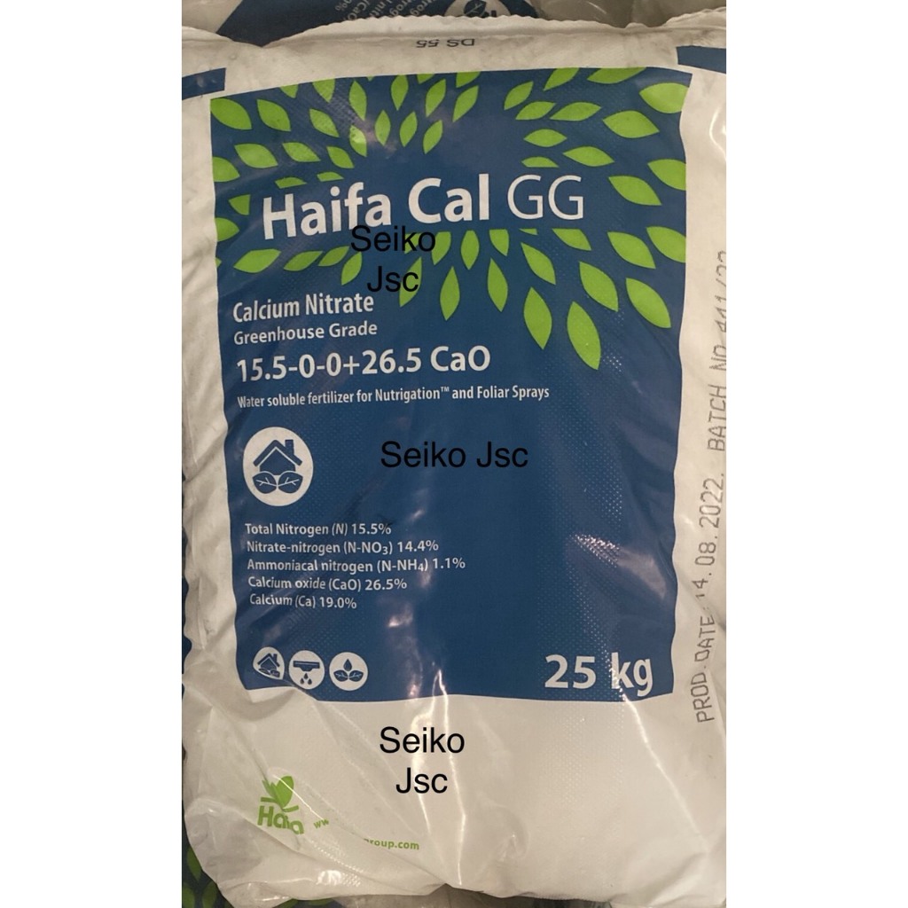 Phân bón lá Canxi Nitrat -HAIFA CAL GG (15,5-0-0 + 26,5 CaO) bổ sung canxi, chống thối trái, nám trái, nứt trái ...1kg