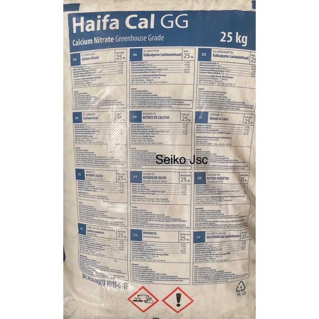Phân bón lá Canxi Nitrat -HAIFA CAL GG (15,5-0-0 + 26,5 CaO) bổ sung canxi, chống thối trái, nám trái, nứt trái ...1kg